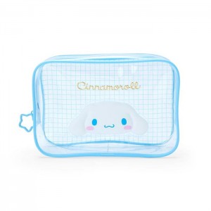 Hello Kitty Cinnamoroll Clear Grid Zipper Pouch Niebieskie | PL_HK73619