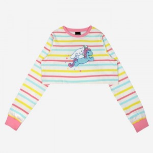 Hello Kitty Cinnamoroll x Dumbgood Striped Crop Longsleeve Kolorowe | PL_HK80008