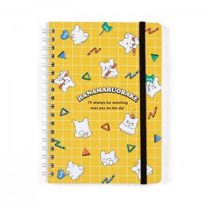 Hello Kitty Hanamaruobake Lined Notebook (Elastic Closure) Żółte | PL_HK87061