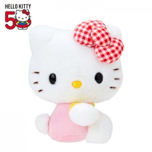 Hello Kitty Hello Kitty 50th Anniv. Plush Mascot (Red Gingham Bow) Czerwone | PL_HK44203