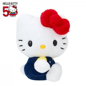 Hello Kitty Hello Kitty 50th Anniv. Plush Mascot (Dark Blue Overalls) Granatowe Czerwone | PL_HK38275