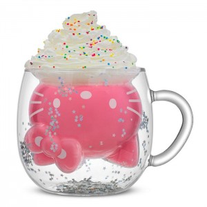 Hello Kitty Hello Kitty 50th Anniversary Limited Edition 3D Double Wall Glass Mug Silve | PL_HK57276