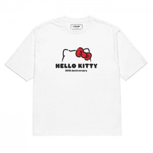 Hello Kitty Hello Kitty 50th Anniversary Classic Oversized Tee Białe | PL_HK76495