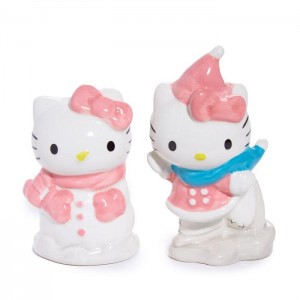 Hello Kitty Hello Kitty Ceramic Holiday Salt & Pepper Set (Snow Play) Różowe Niebieskie | PL_HK92876