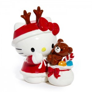 Hello Kitty Hello Kitty Ceramic Holiday Teddy Bear Figurine Czerwone | PL_HK69461