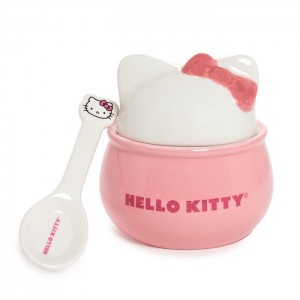 Hello Kitty Hello Kitty Ceramic Sculpted Bowl and Spoon Set Różowe | PL_HK77641