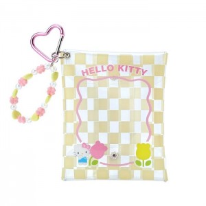 Hello Kitty Hello Kitty Clear Snap Mini Pouch (Pastel Check Series) Żółte | PL_HK75759