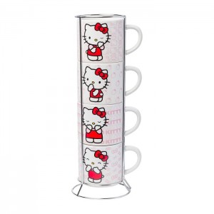 Hello Kitty Hello Kitty Expressions 5-Piece Ceramic Mug Stack Różowe | PL_HK31733