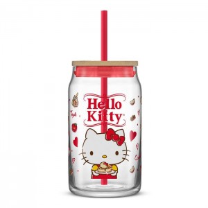 Hello Kitty Hello Kitty Favorite Flavor Lidded Glass Tumbler Białe | PL_HK50983