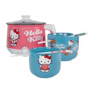 Hello Kitty Hello Kitty Hot Pot with Ramen Bowls Set Różowe Niebieskie | PL_HK13107