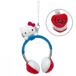 Hello Kitty Hello Kitty Plush Headphones Bag Charm Białe Niebieskie | PL_HK19259