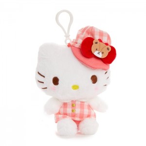 Hello Kitty Hello Kitty Plush Mascot Clip (Gingham Cap Series) Białe Czerwone | PL_HK75287