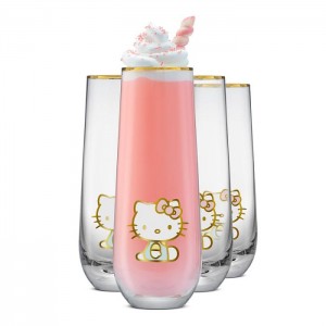 Hello Kitty Hello Kitty Stay Gold Stemless Flutes (Set of 4) Różowe | PL_HK71181