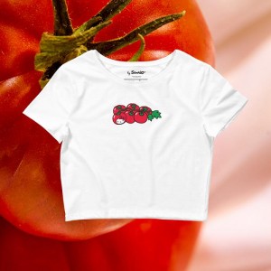 Hello Kitty Hello Kitty Tomato Cropped Tee Białe | PL_HK18775