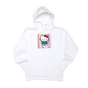 Hello Kitty Hello Kitty Watashi Wa Unisex Hoodie Białe | PL_HK77966