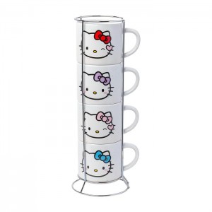 Hello Kitty Hello Kitty Winking Hearts 5-Piece Ceramic Mug Stack Białe | PL_HK89608