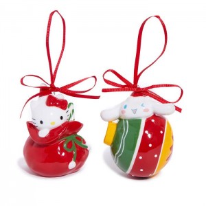 Hello Kitty Hello Kitty and Cinnamoroll 2-pc Holiday Ceramic Ornament Set (Red) Czerwone Zielone | PL_HK29978