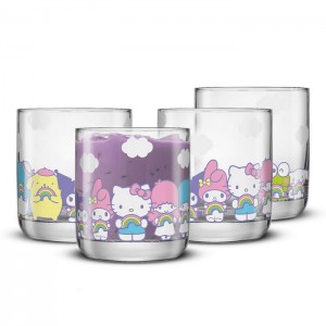 Hello Kitty Hello Kitty and Friends Rainbow Short Drinking Glasses (Set of 4) Fioletowe | PL_HK54679