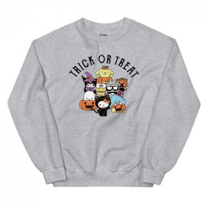 Hello Kitty Hello Kitty and Friends Trick or Treat Classic Crewneck Szare Zielone | PL_HK10109