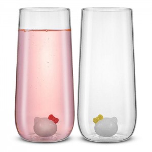 Hello Kitty Hello Kitty and Mimmy 3D Icon Tall Drinking Glasses (Set of 2) Białe | PL_HK13277