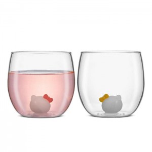 Hello Kitty Hello Kitty and Mimmy 3D Icon Short Drinking Glasses (Set of 2) Białe | PL_HK40752