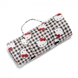 Hello Kitty Hello Kitty x Baggu 50th Anniversary Puffy Picnic Blanket (Black Gingham) Czarne | PL_HK31568