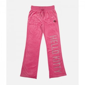 Hello Kitty Hello Kitty x Dumbgood Velour Track Pants (50th Anniv.) Różowe | PL_HK20179