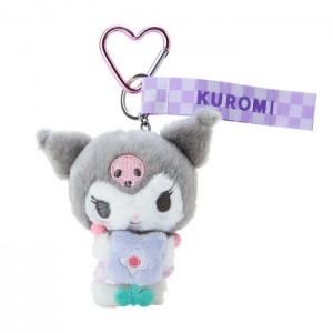 Hello Kitty Kuromi Plush Mascot Keychain (Pastel Check Series) Szare | PL_HK64157