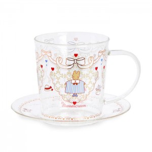 Hello Kitty Marron Cream Glass Cup and Saucer Set Kolorowe | PL_HK42377