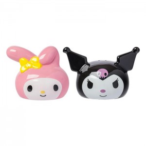 Hello Kitty My Melody And Kuromi Sculpted Ceramic Salt and Pepper Set Czarne Różowe | PL_HK57265