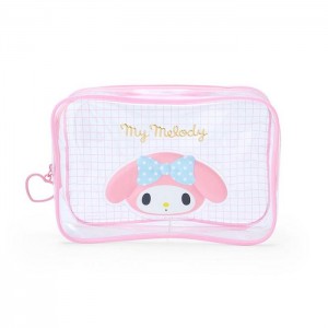 Hello Kitty My Melody Clear Grid Zipper Pouch Różowe | PL_HK55851