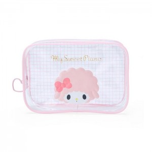 Hello Kitty My Sweet Piano Clear Grid Zipper Pouch Różowe | PL_HK24797