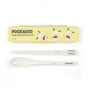 Hello Kitty Pochacco Everyday Chopsticks & Spoon Set Żółte | PL_HK56941