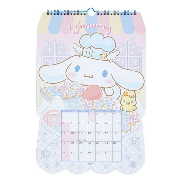 Hello Kitty Cinnamoroll 2025 Die-Cut Wall Calendar Niebieskie | PL_HK24078