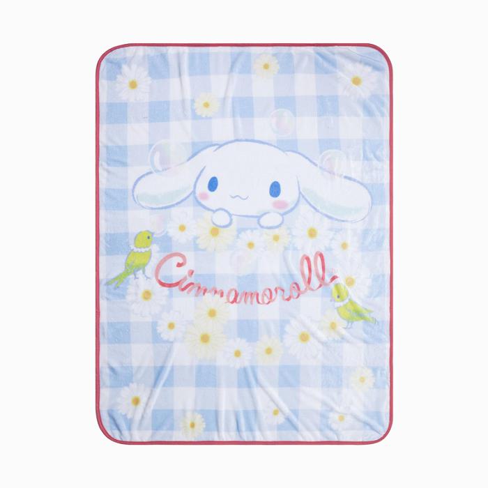 Hello Kitty Cinnamoroll Blue Gingham Throw Blanket Niebieskie | PL_HK42715