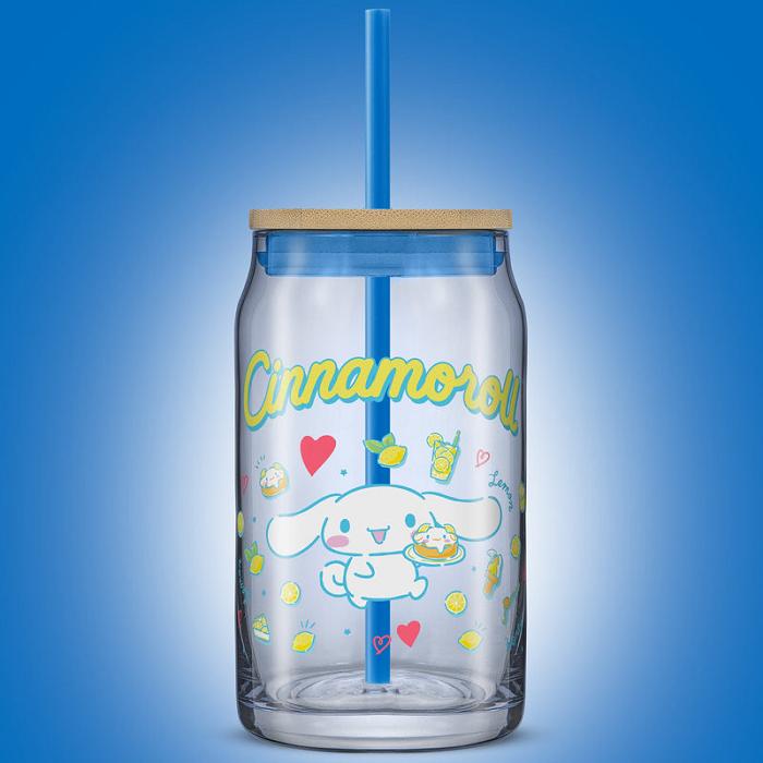 Hello Kitty Cinnamoroll Favorite Flavor Lidded Glass Tumbler Niebieskie | PL_HK61053