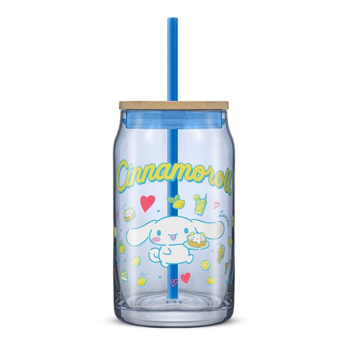 Hello Kitty Cinnamoroll Favorite Flavor Lidded Glass Tumbler Niebieskie | PL_HK61053