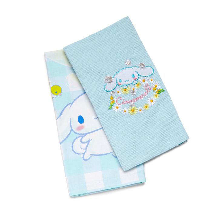 Hello Kitty Cinnamoroll Gingham Floral Kitchen Towel Set Niebieskie | PL_HK85055