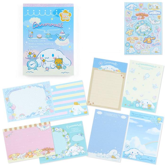 Hello Kitty Cinnamoroll Memo Pad & Sticker Set Niebieskie | PL_HK10934