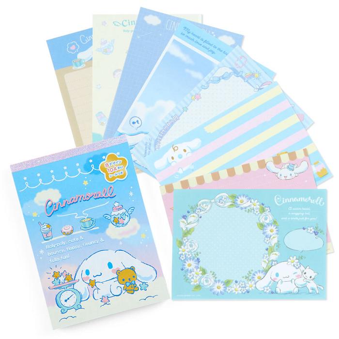 Hello Kitty Cinnamoroll Memo Pad & Sticker Set Niebieskie | PL_HK10934