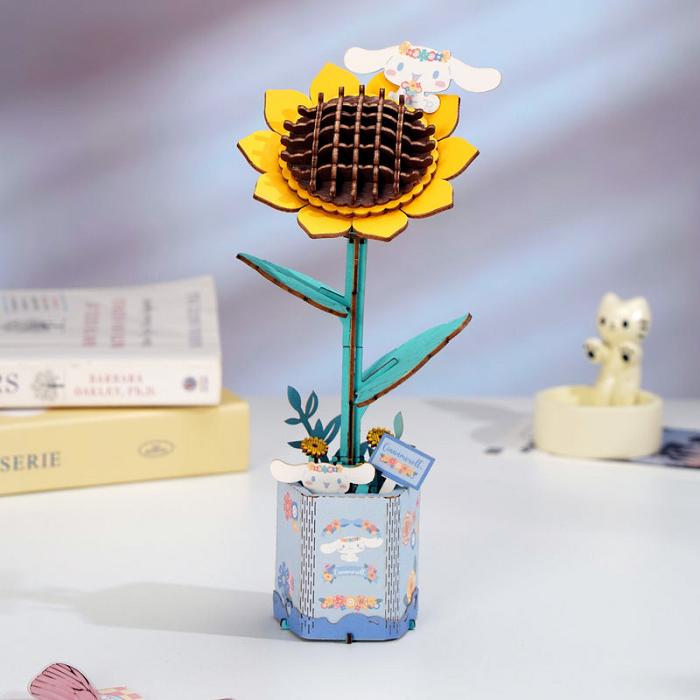 Hello Kitty Cinnamoroll Sunflower 3D Wooden Puzzle Żółte | PL_HK45616