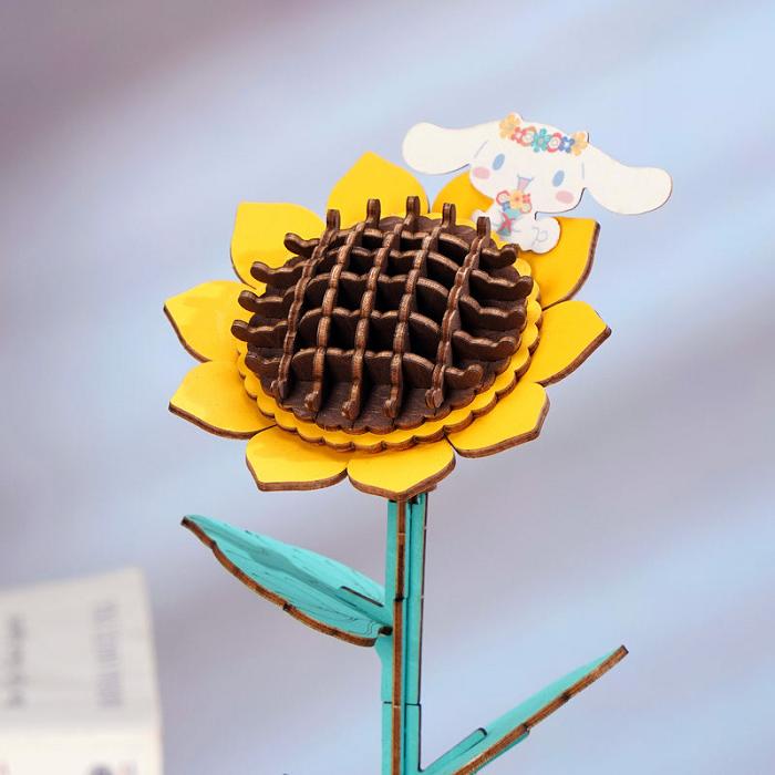 Hello Kitty Cinnamoroll Sunflower 3D Wooden Puzzle Żółte | PL_HK45616