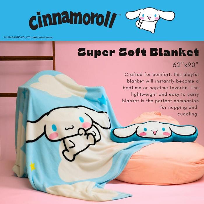 Hello Kitty Cinnamoroll Wish Upon A Star Throw Blanket Niebieskie | PL_HK70042