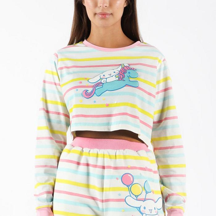 Hello Kitty Cinnamoroll x Dumbgood Striped Crop Longsleeve Kolorowe | PL_HK80008