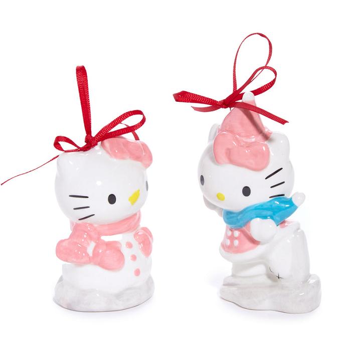 Hello Kitty Hello Kitty 2-pc Holiday Ceramic Ornament Set (Winter Play) Różowe Niebieskie | PL_HK54172