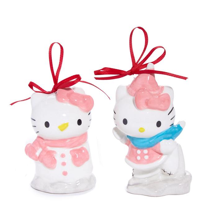 Hello Kitty Hello Kitty 2-pc Holiday Ceramic Ornament Set (Winter Play) Różowe Niebieskie | PL_HK54172