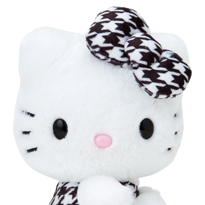 Hello Kitty Hello Kitty 50th Anniv. Plush Mascot (Black Houndstooth) Białe Czarne | PL_HK14192