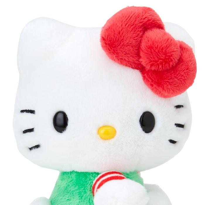 Hello Kitty Hello Kitty 50th Anniv. Plush Mascot (Green Overalls) Zielone Czerwone | PL_HK77768