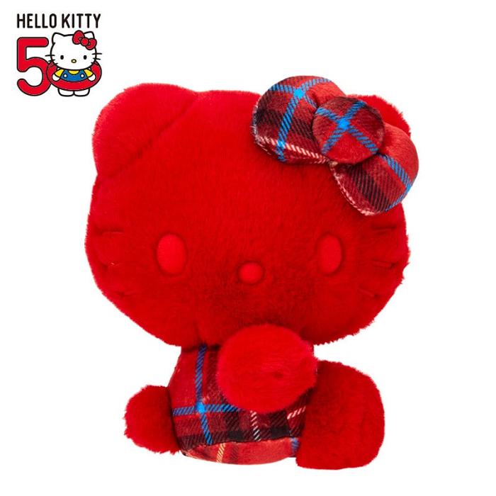 Hello Kitty Hello Kitty 50th Anniv. Plush Mascot (Red Tartan) Czerwone | PL_HK67122