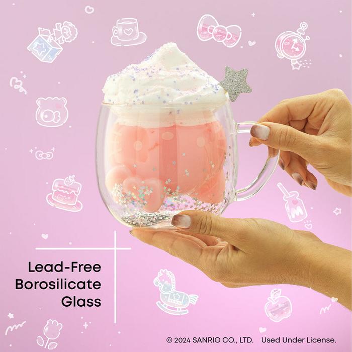 Hello Kitty Hello Kitty 50th Anniversary Limited Edition 3D Double Wall Glass Mug Silve | PL_HK57276